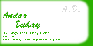 andor duhay business card